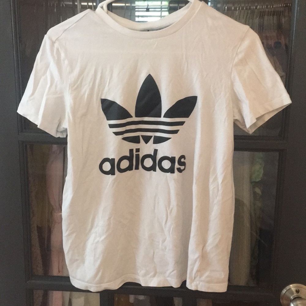 white adidas tee